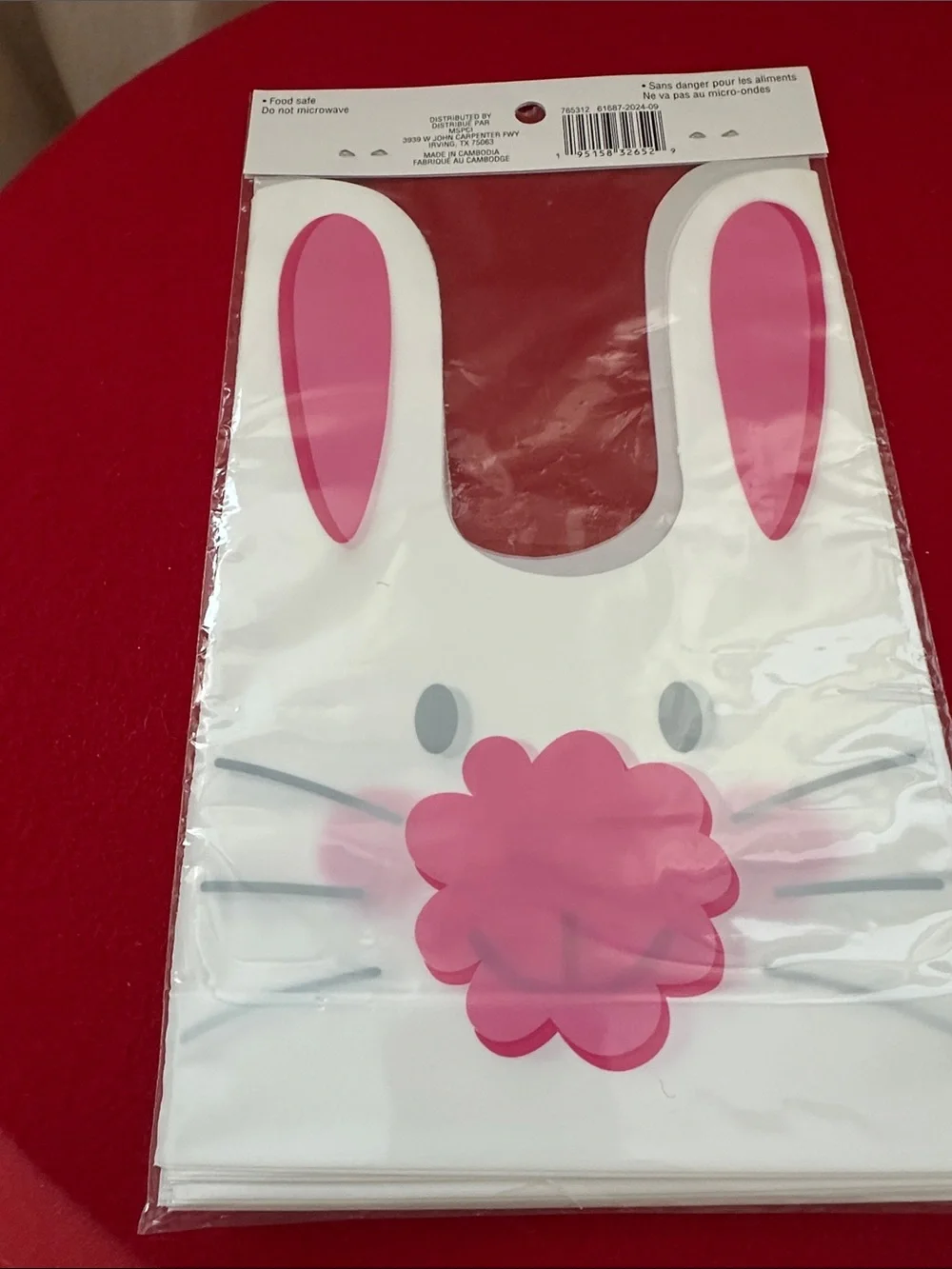 Celebrate It White Bunny Treat Bags with Pink Accents - 12 Pack